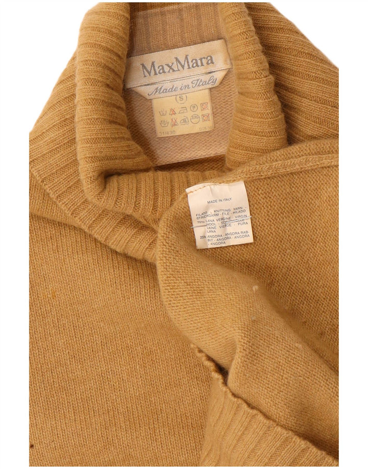 MAX MARA Maglione oversize da donna con collo alto e collo alto UK 10 Piccolo in lana marrone