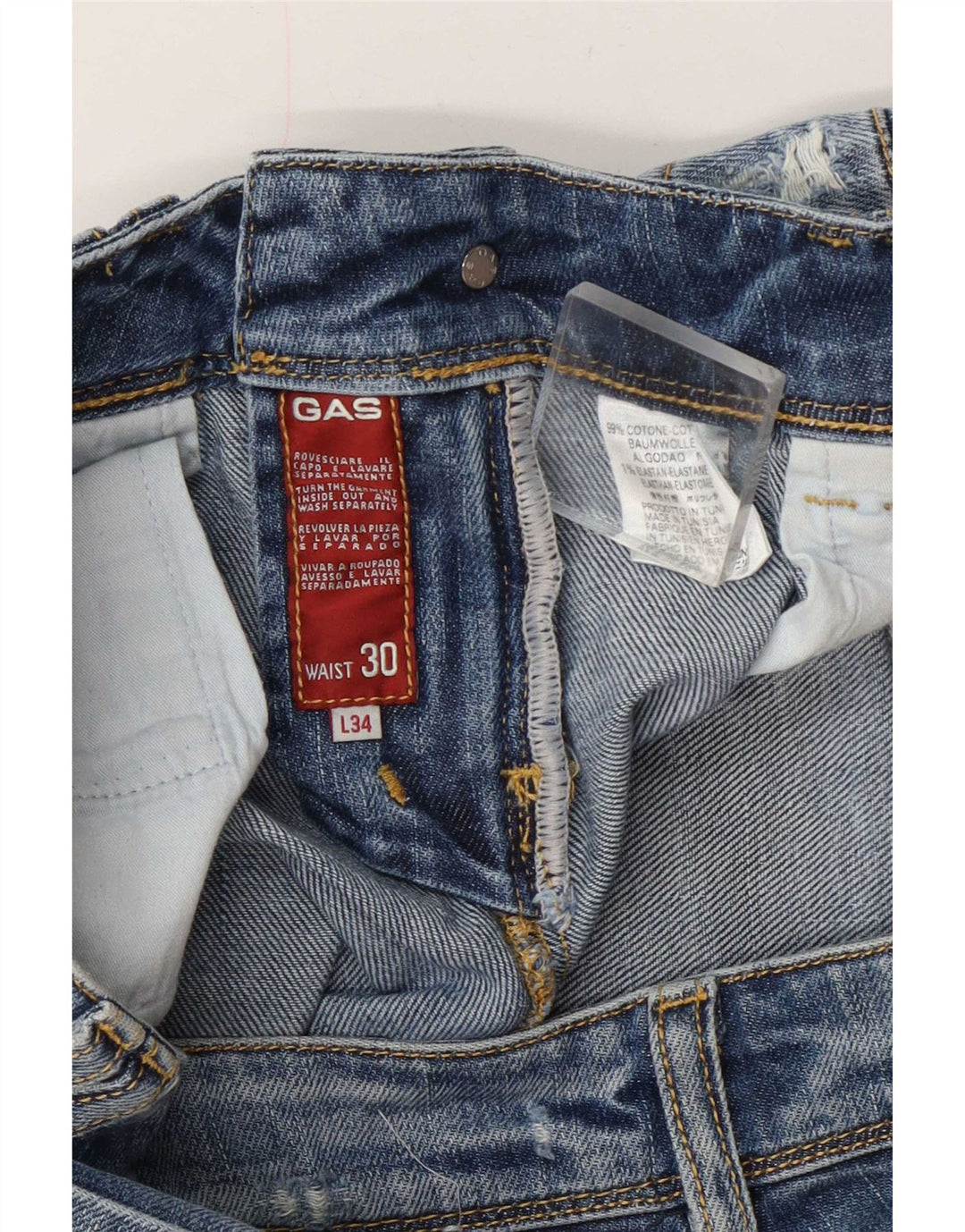 Jeans dritti effetto consumato da donna Gas W30 L30 cotone blu
