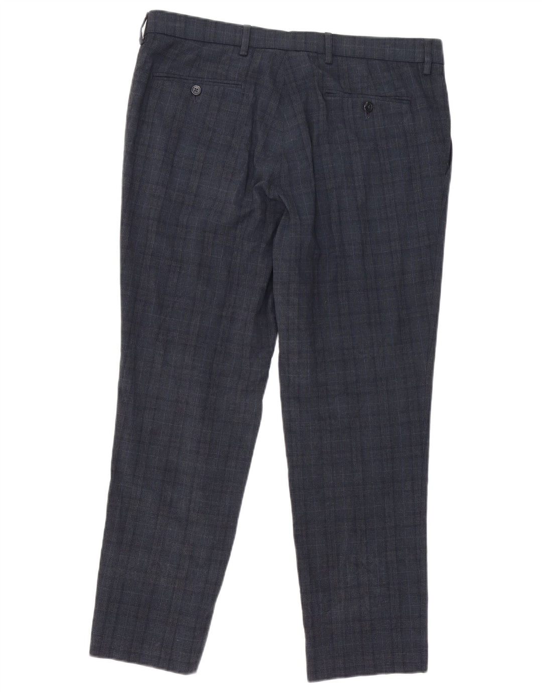 Pantaloni da abito slim fit Marks & Spencer da uomo W36 L29 blu navy a quadri