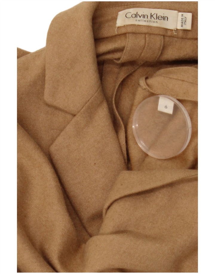 CALVIN KLEIN Giacca blazer a 2 bottoni corta da donna US 6 Marrone medio