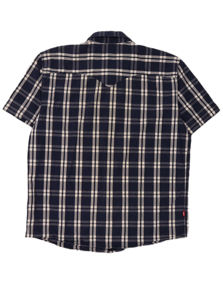 LEVI'S Camicia da uomo a maniche corte dal taglio classico XL in cotone a quadri blu navy