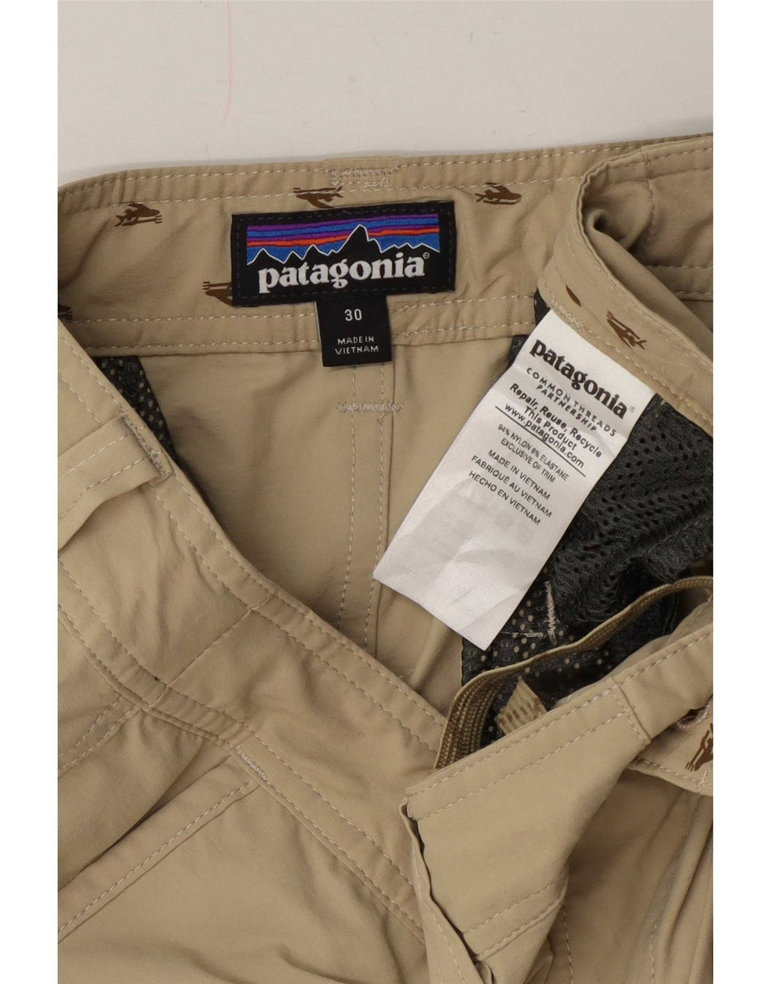 Pantaloncini chino da uomo Patagonia W30 nylon beige medio