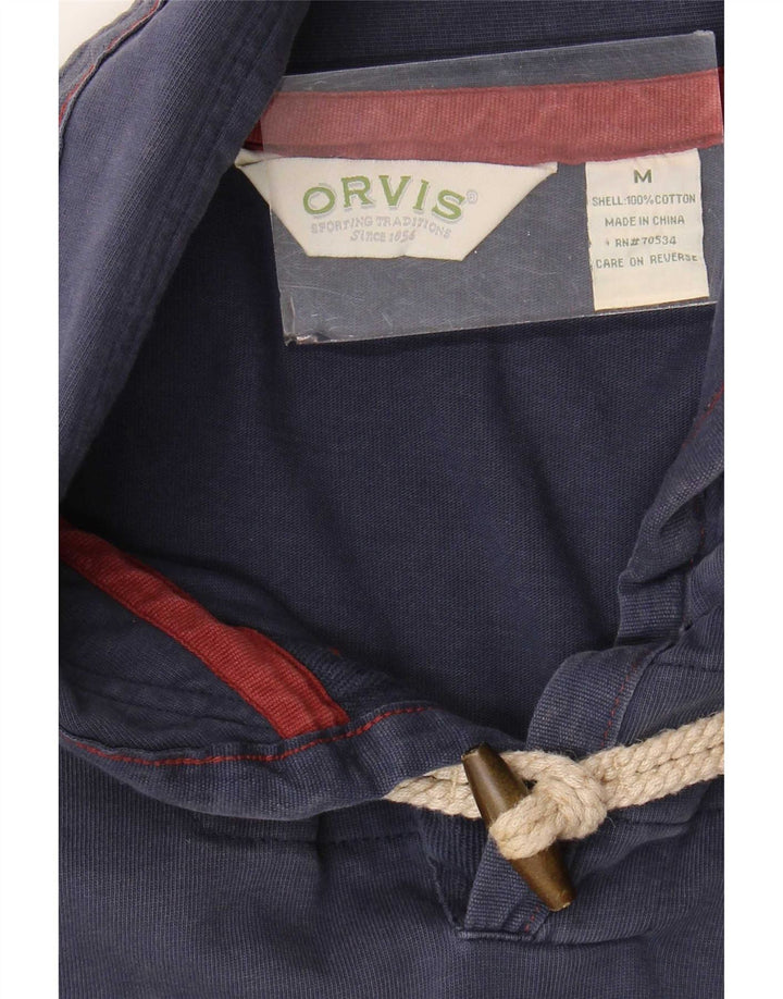 Polo da uomo a maniche lunghe Orvis in cotone color block medio blu navy