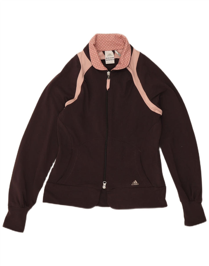 Giacca da tuta da donna Adidas UK 10 Small Maroon Colourblock Poliestere