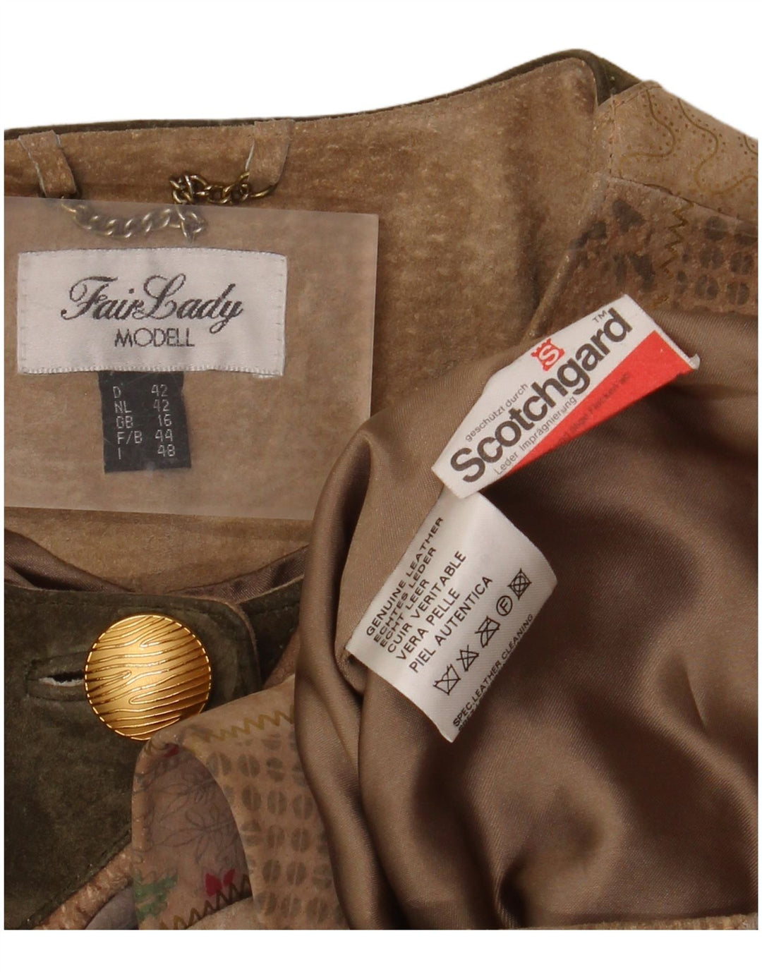 Soprabito oversize da donna Fair Lady UK 16 Grande pelle patchwork beige