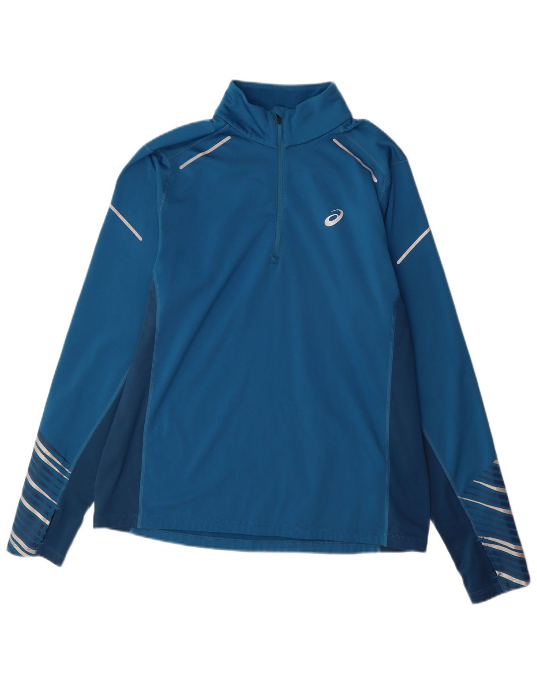 Asics Uomo Pullover Tuta Top Large Blu Colourblock Poliestere Sportivo