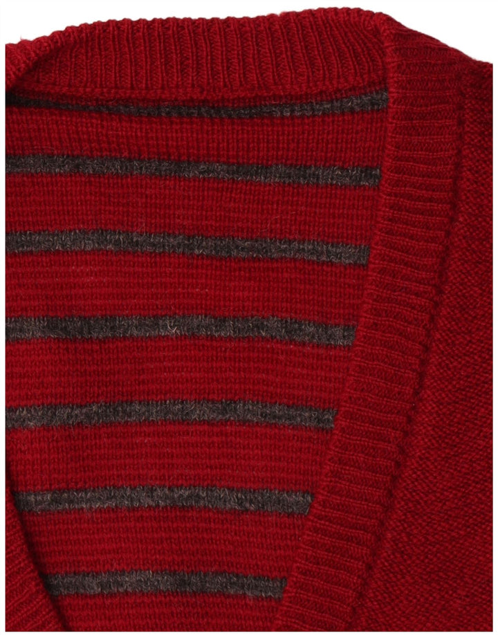Maglione cardigan da uomo vintage grande color block rosso