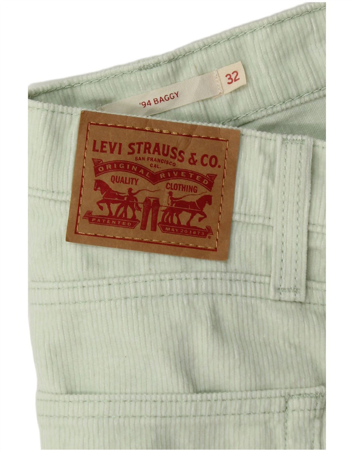 LEVI'S Pantaloni larghi da uomo in velluto a coste larghi W32 L30 in cotone verde
