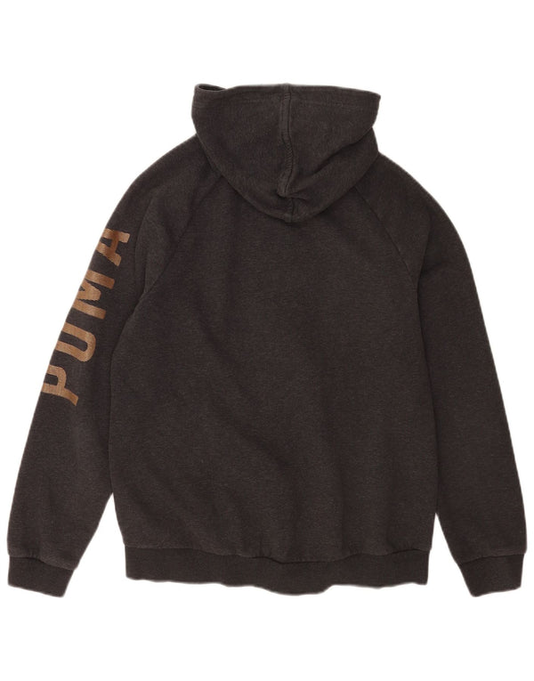 Felpa con cappuccio e zip grafica da donna Puma UK 14 grande cotone grigio