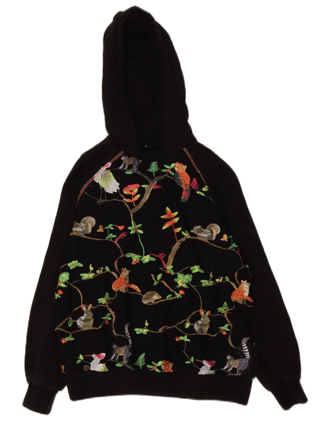 Desigual Donna Felpa con cappuccio oversize con grafica UK 10 Small Poliestere nero