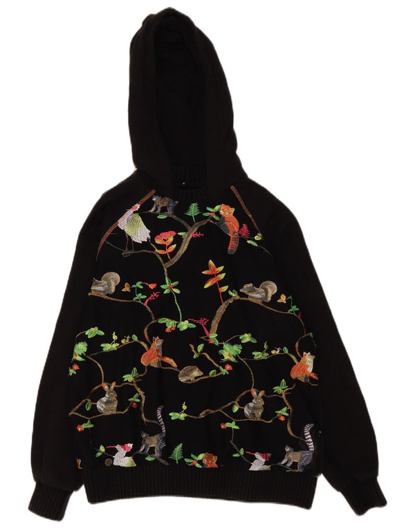 Desigual Donna Felpa con cappuccio oversize con grafica UK 10 Small Poliestere nero