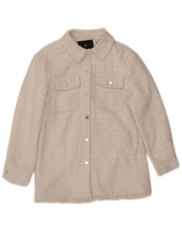 7 FOR ALL MANKIND Giubbotto bomber da donna UK 12 Poliestere bianco medio