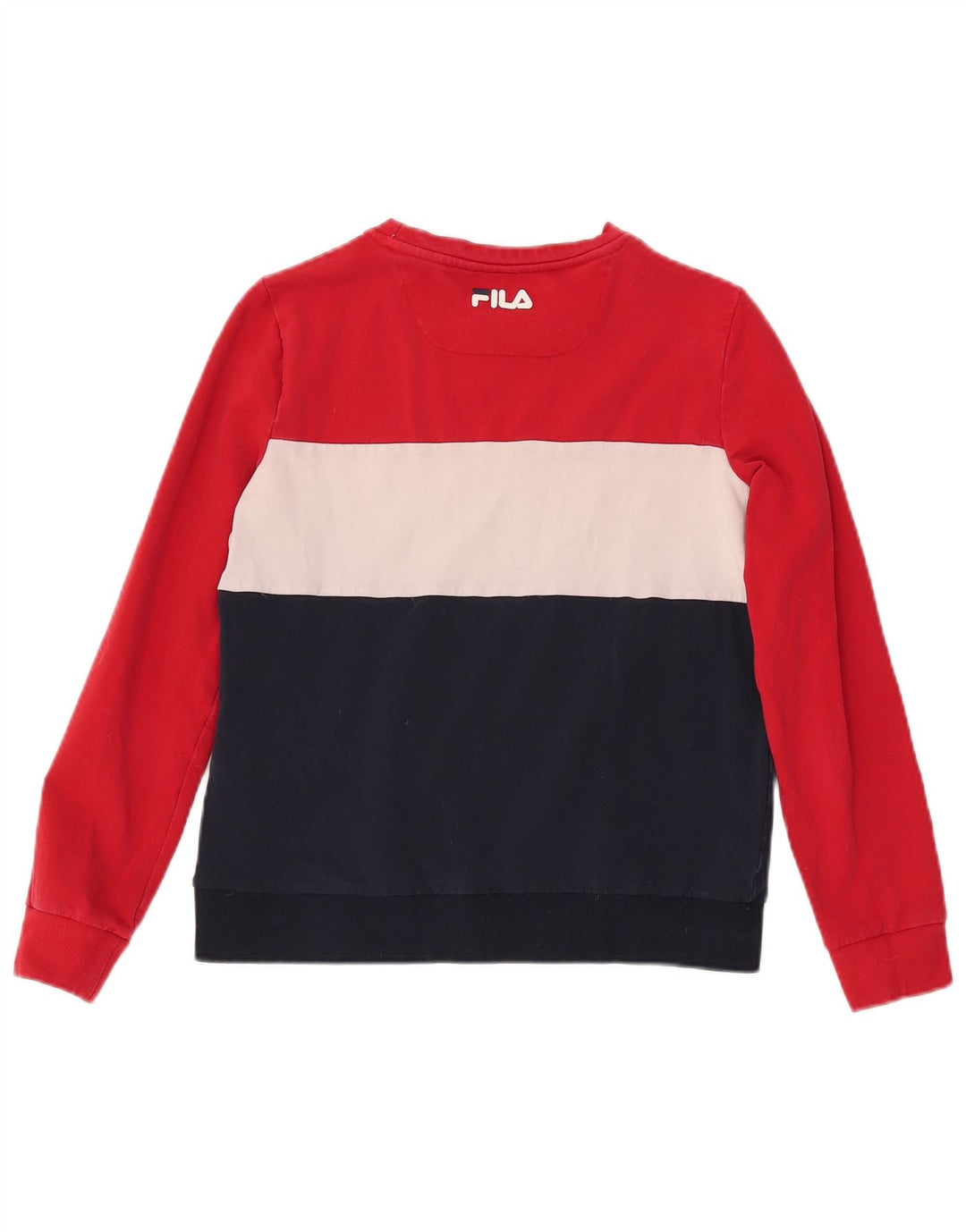 Felpa grafica da donna FILA Maglione UK 10 Small Blu Navy Colourblock