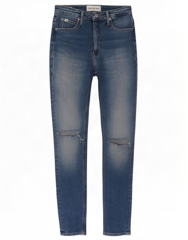 Jeans skinny invecchiati da donna Calvin Klein W27 L27 cotone blu