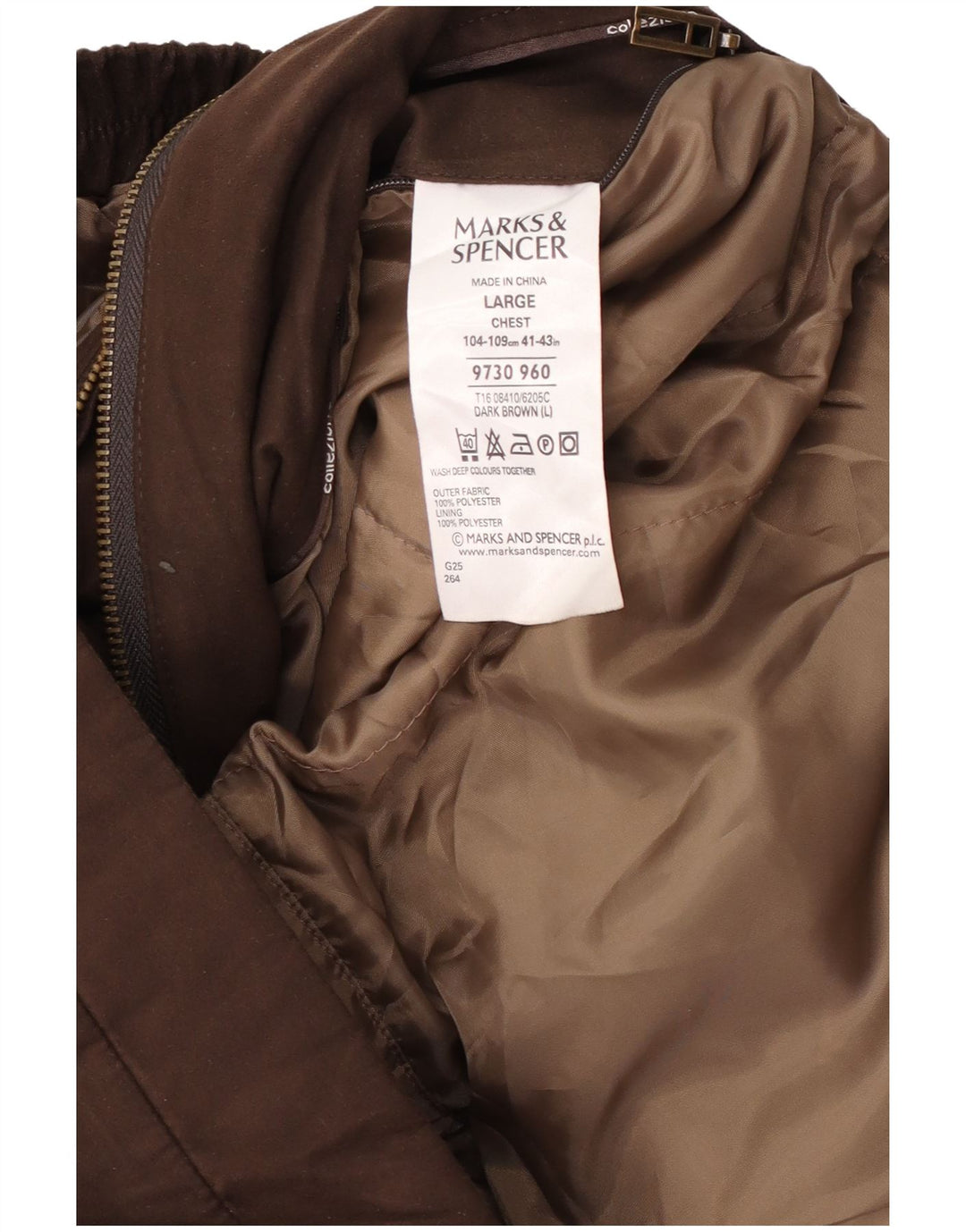 Giubbotto bomber da uomo Marks & Spencer UK 40 Large Marrone Poliestere
