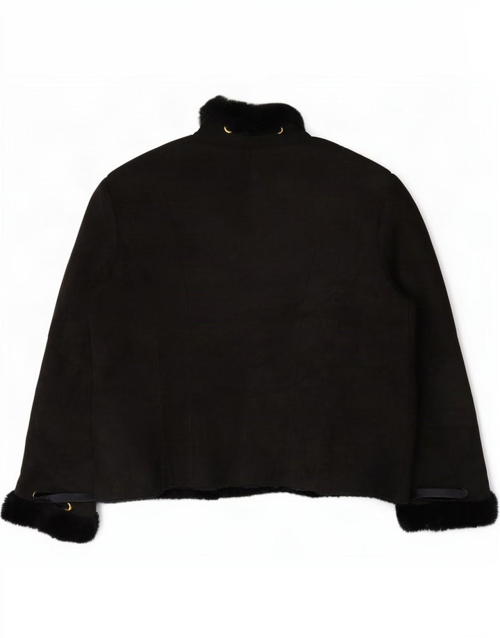 Giacca in shearling vintage da donna IT 46 grande nera