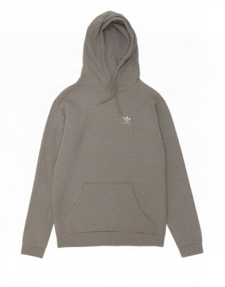 Felpa con cappuccio da uomo Adidas in cotone grigio medio