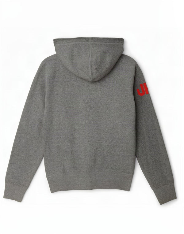 Maglione con cappuccio e zip grafica da uomo Superdry in cotone grigio medio