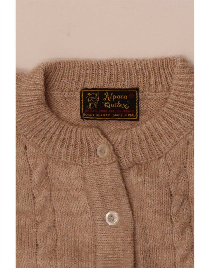 Maglione cardigan da donna in alpaca quitex UK 12 beige medio