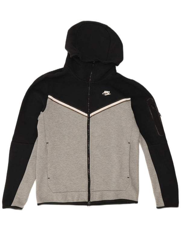 Felpa con cappuccio e zip Nike da uomo, piccola, in cotone color block nero
