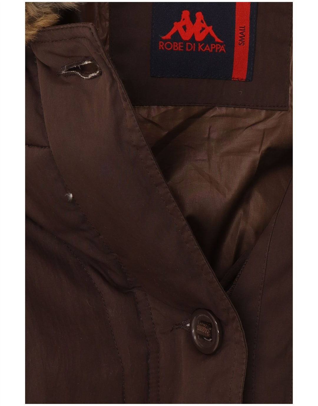 KAPPA Womens Hooded Padded Coat UK 10 Small Brown Polyester