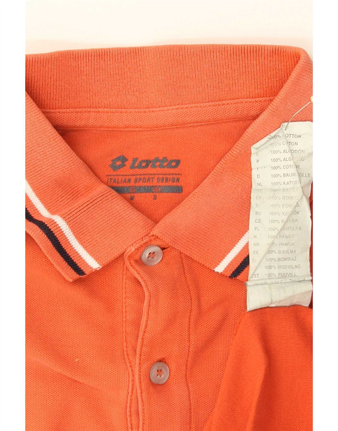 Polo da uomo Lotto in cotone a righe medie arancione