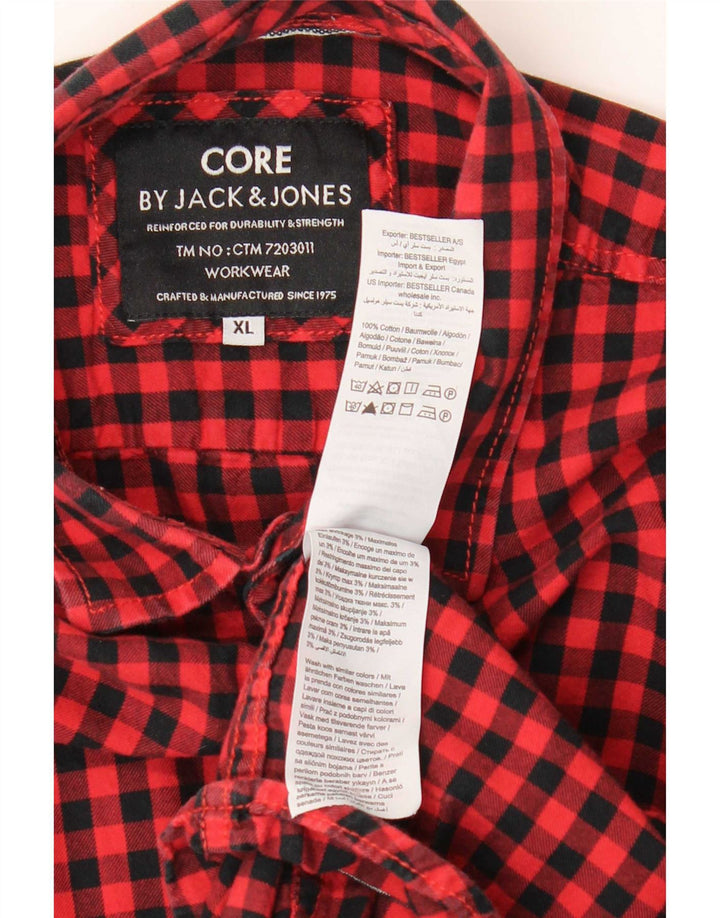 Camicia da uomo Jack & Jones XL in cotone a quadretti rossi