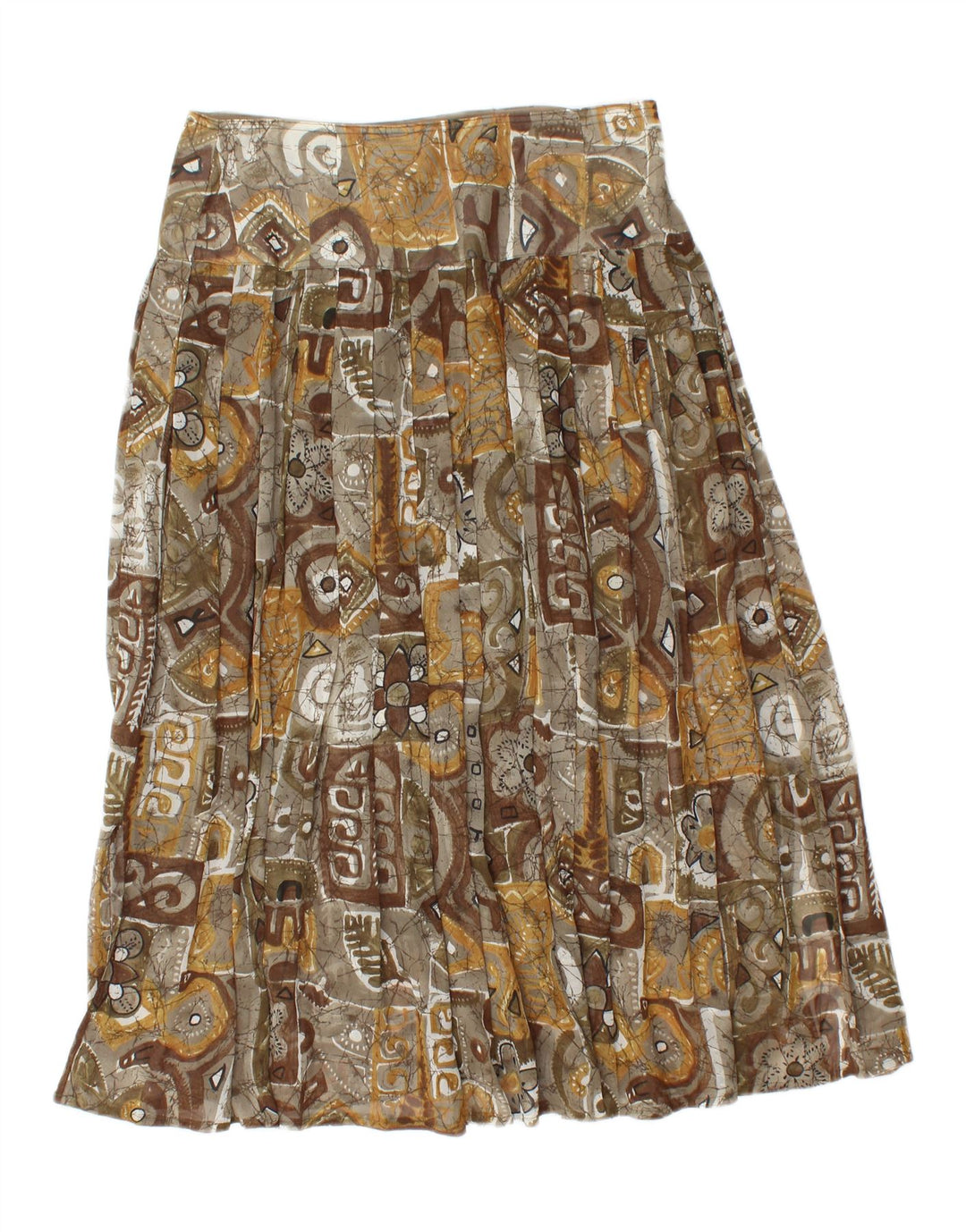 Gonna a pieghe vintage da donna W30 patchwork marrone medio