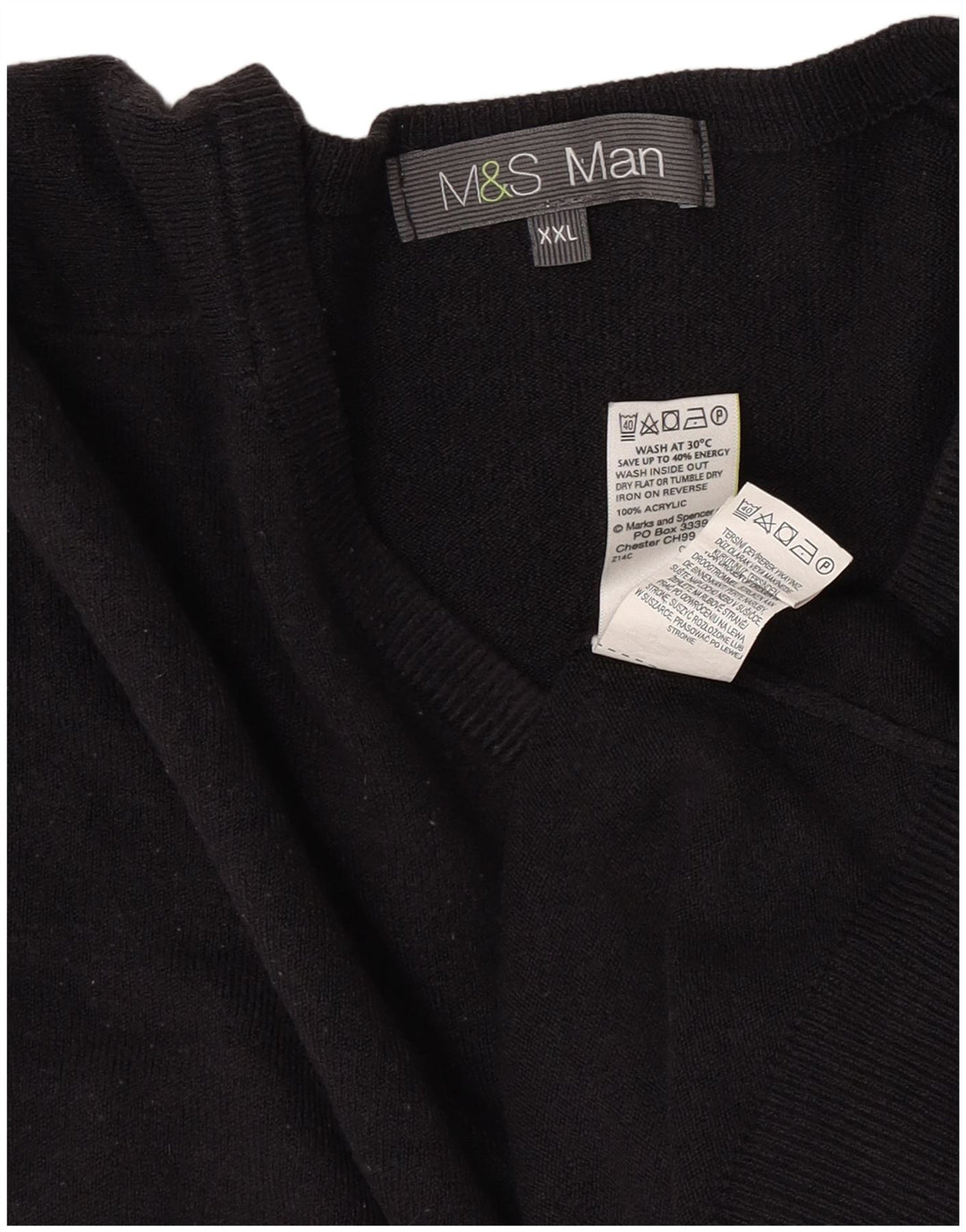 Maglione da uomo con scollo a V Marks & Spencer 2XL acrilico blu navy