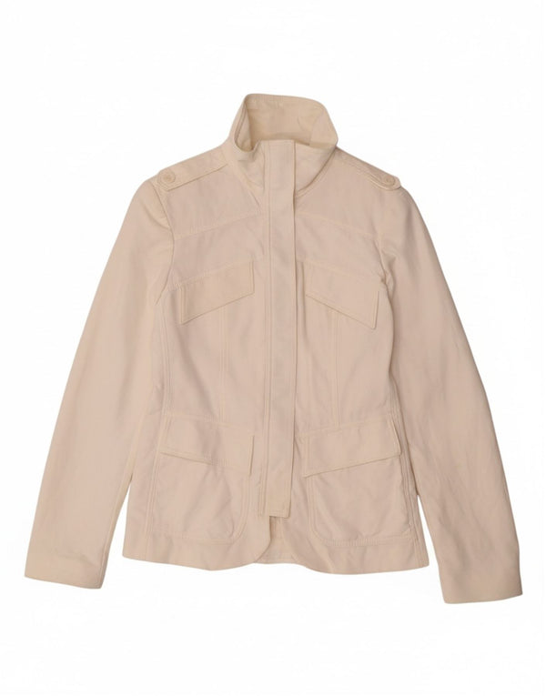 PINKO Womens Military Jacket UK 10 Small Off White Polyamide