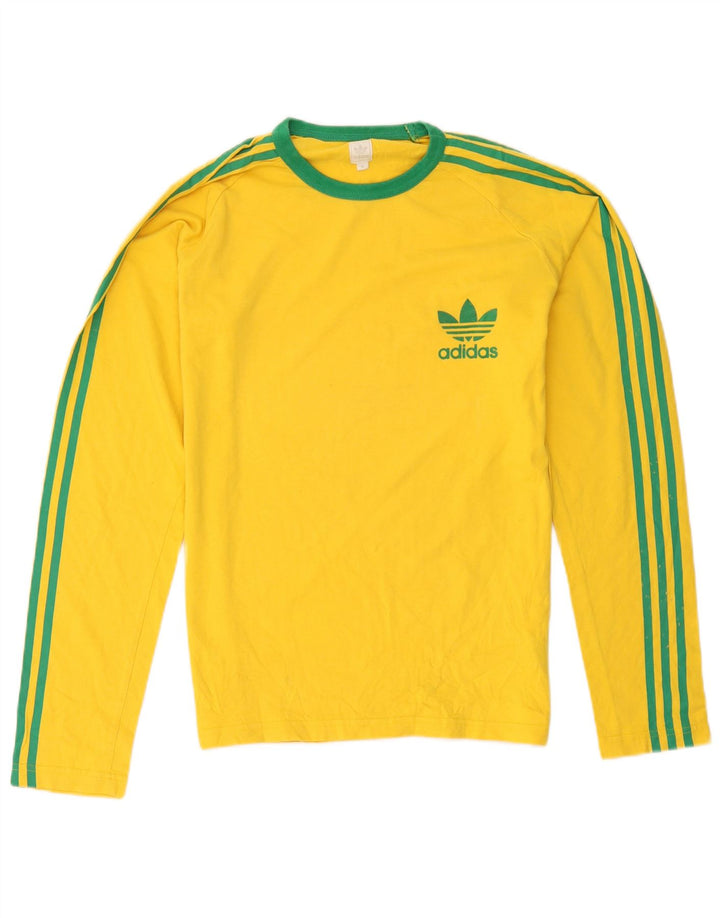 Top Adidas da uomo a maniche lunghe in cotone giallo medio
