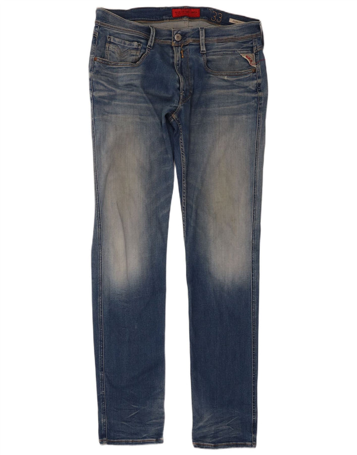 Replay Jeans Anbass Slim da Uomo W33 L34 Cotone Blu