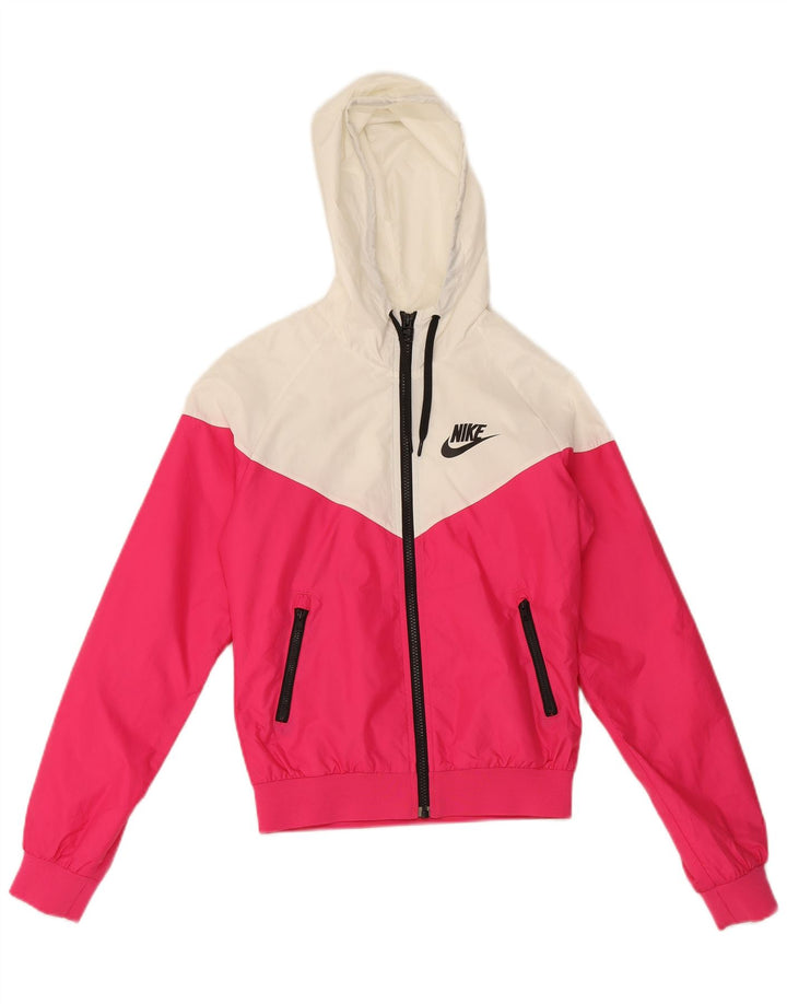 Giacca antipioggia con cappuccio Nike da donna UK 10 Small Rosa Poliestere color block