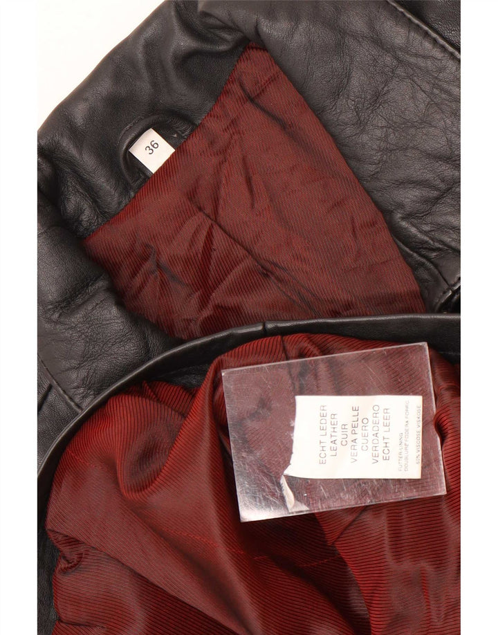 Giacca in pelle oversize da donna vintage EU 36 piccola in pelle nera