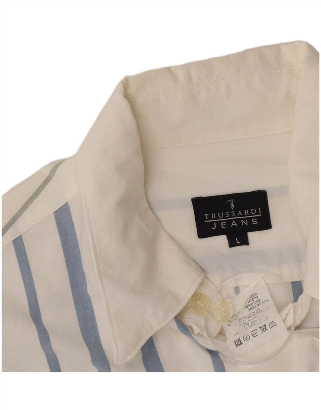 Camicia Uomo Trussardi Jeans Riga Grande Bianca in Cotone