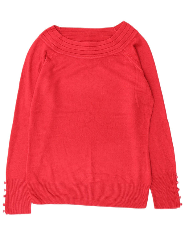 Maglione maglione con scollo a barca da donna Marks & Spencer UK 10 piccolo acrilico rosso