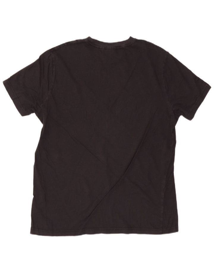 T-shirt grafica da uomo CHAMPION Top grande in cotone nero