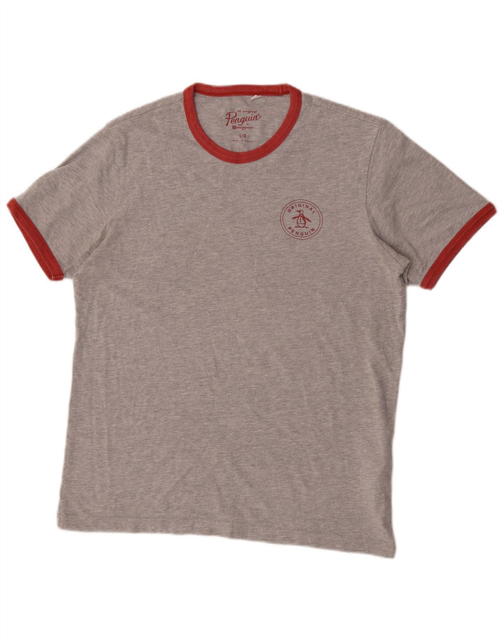 T-shirt da uomo Penguin Top grande in cotone grigio