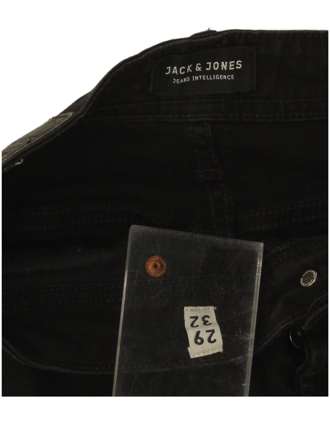 Jack & Jones Uomo Tim Slim Jeans W29 L30 Cotone Nero