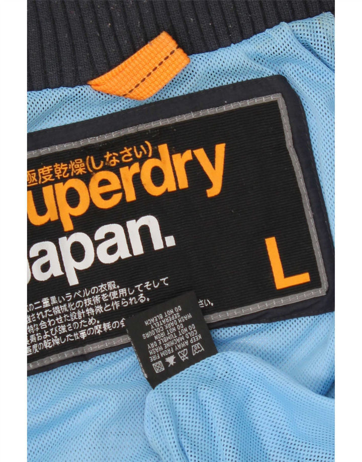Giacca antipioggia da donna Superdry UK 14 grande nylon blu navy