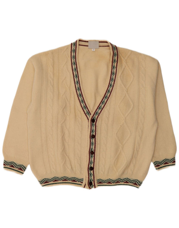 Maglione cardigan da uomo vintage IT 52 grande lana beige