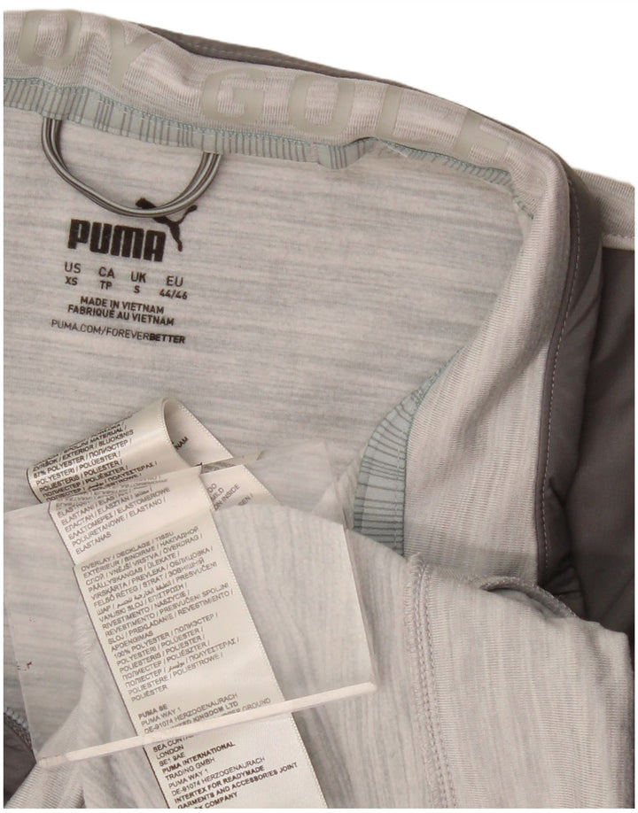 Felpa PUMA da uomo con zip e collo, maglione, piccolo, in poliestere color block grigio