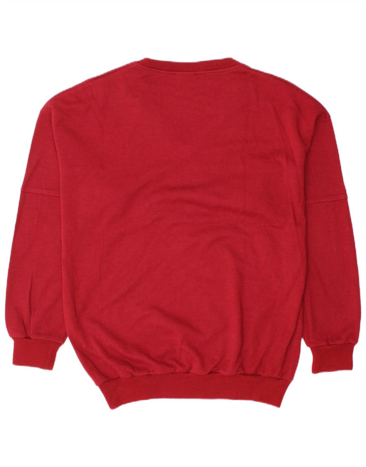 VINTAGE Maglione da uomo con scollo a V grande rosso in poliacrilico