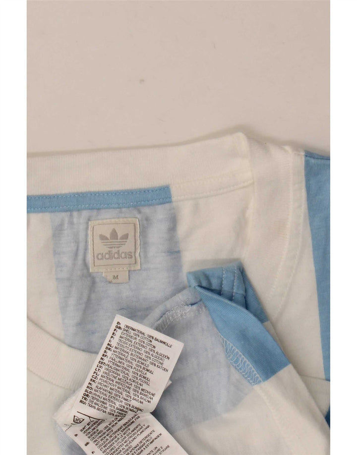 T-shirt grafica da uomo Adidas Top in cotone a righe blu medio