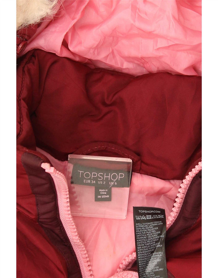 Giacca imbottita oversize con cappuccio da donna Topshop UK 6 XS poliestere rosso
