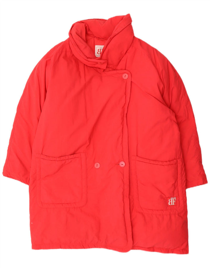 Cappotto imbottito oversize doppio petto da donna Belfe UK 14 Rosso medio