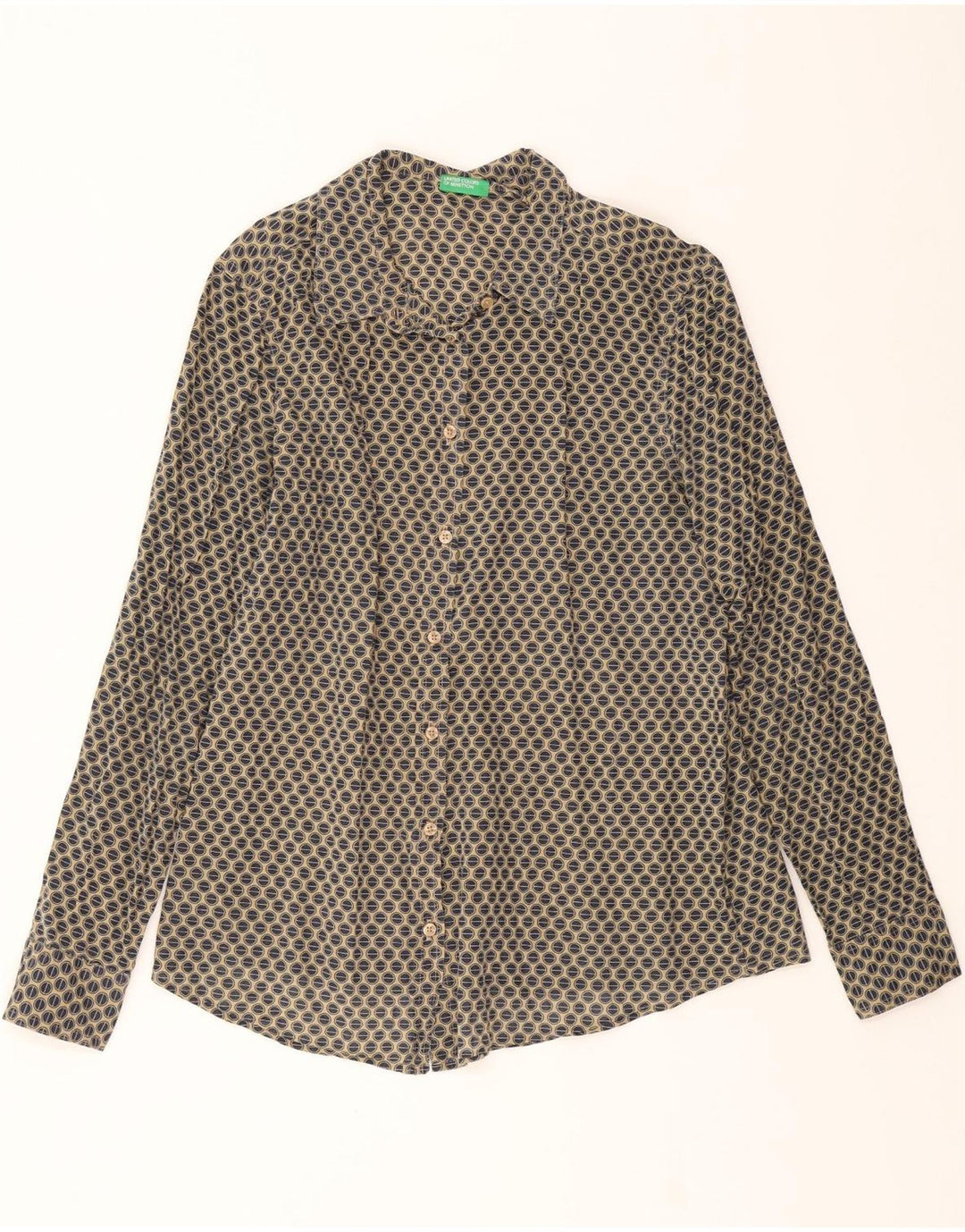 BENETTON Womens Shirt UK 14 Medium Beige Polka Dot Vintage Benetton and Second-Hand Benetton from Messina Hembry 