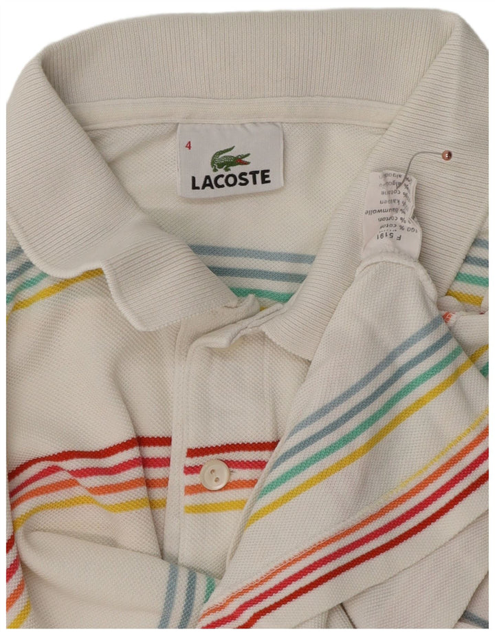 Polo da uomo LACOSTE taglia 4 cotone a righe bianche medie