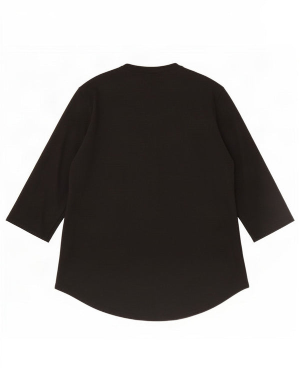 Guess Top da donna con zip e collo manica 3/4 UK 12 medio cotone nero