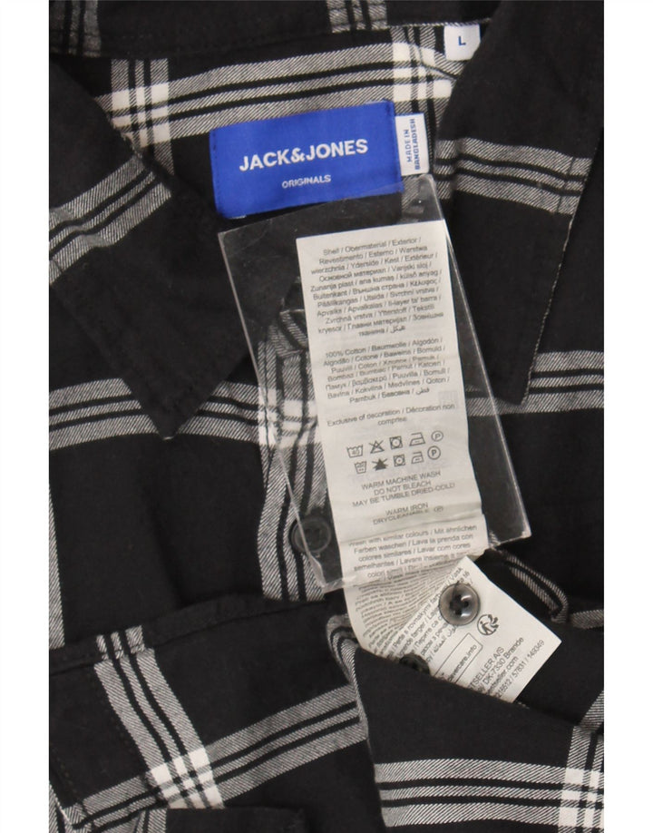 Jack & Jones Camicia da uomo in flanella di cotone a quadri neri grandi
